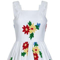 ARCHIVE - French 1950s White Cotton Summer Dress With Embroidered Chenille Flowers