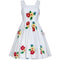 ARCHIVE - French 1950s White Cotton Summer Dress With Embroidered Chenille Flowers