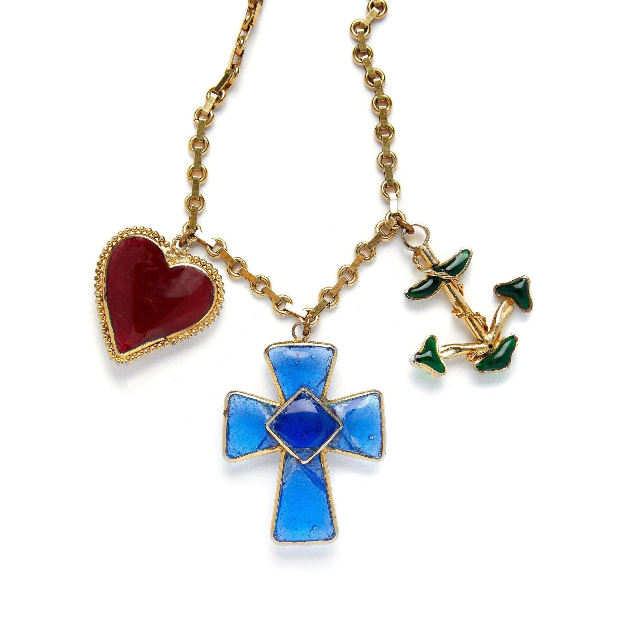 ARCHIVE - Gripoix for Louis Feraud Haute Couture 1960s Charm Pendant Necklace / Belt