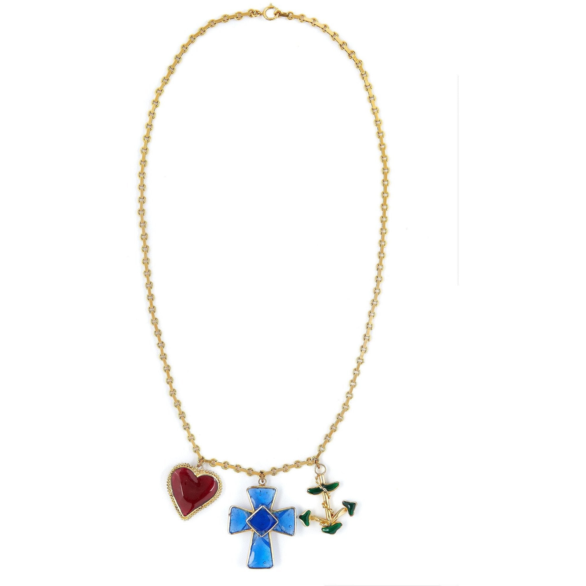 ARCHIVE - Gripoix for Louis Feraud Haute Couture 1960s Charm Pendant Necklace / Belt