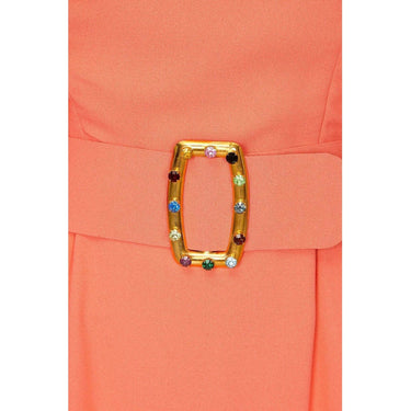 ARCHIVE - Harry B Popper 1960s Peach Maxi Dress with Cape and Jewelled Belt