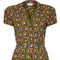 ARCHIVE - Late 1940s Very Early Suzy Perette Labelled Novelty Leaf Print Rayon Dress