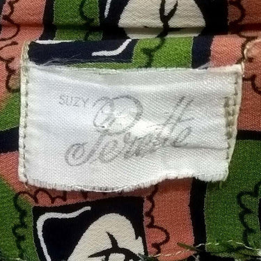 ARCHIVE - Late 1940s Very Early Suzy Perette Labelled Novelty Leaf Print Rayon Dress
