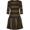 ARCHIVE - Marguerite 1960s French Couture Bold Striped Olive Green Wool Dress