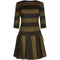 ARCHIVE - Marguerite 1960s French Couture Bold Striped Olive Green Wool Dress