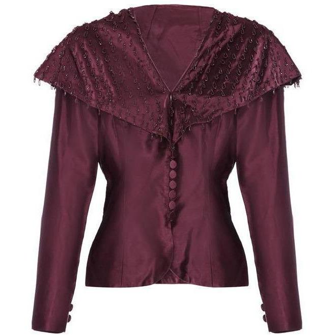 ARCHIVE - Maroon Silk Beaded Jacket