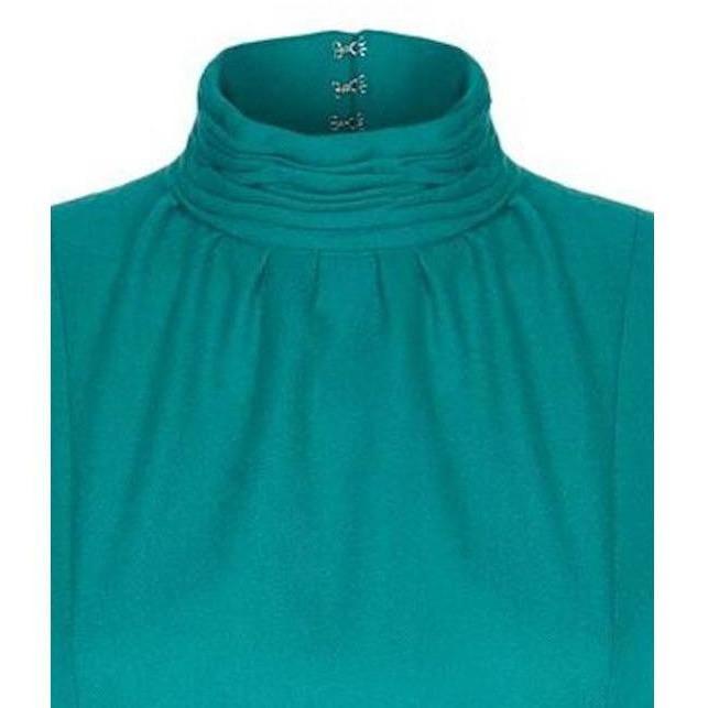 ARCHIVE - Nina Ricci 1980s Vintage Boutique Green Wool Long Sleeved Dress