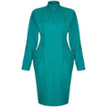 ARCHIVE - Nina Ricci 1980s Vintage Boutique Green Wool Long Sleeved Dress