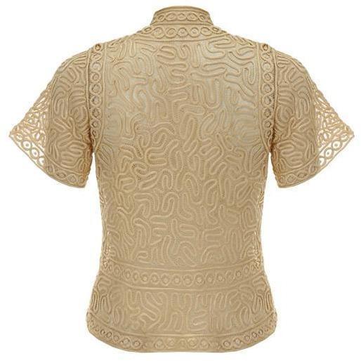 ARCHIVE - Oriental Style 1920s Taupe Silk Lace Blouse