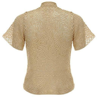 ARCHIVE - Oriental Style 1920s Taupe Silk Lace Blouse