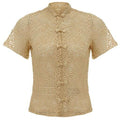ARCHIVE - Oriental Style 1920s Taupe Silk Lace Blouse