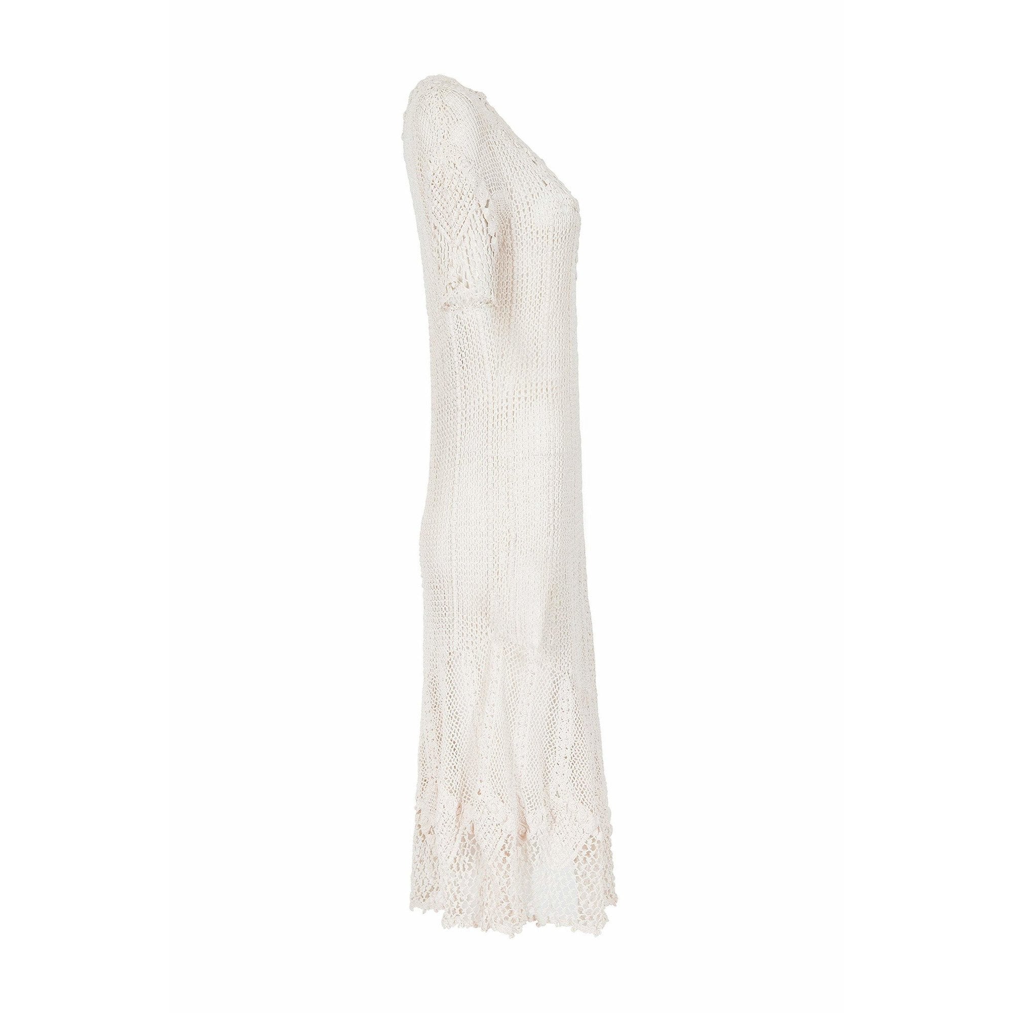 ARCHIVE - Original 1930s Ivory Irish Hand Crochet Lace Dress With Floral Design