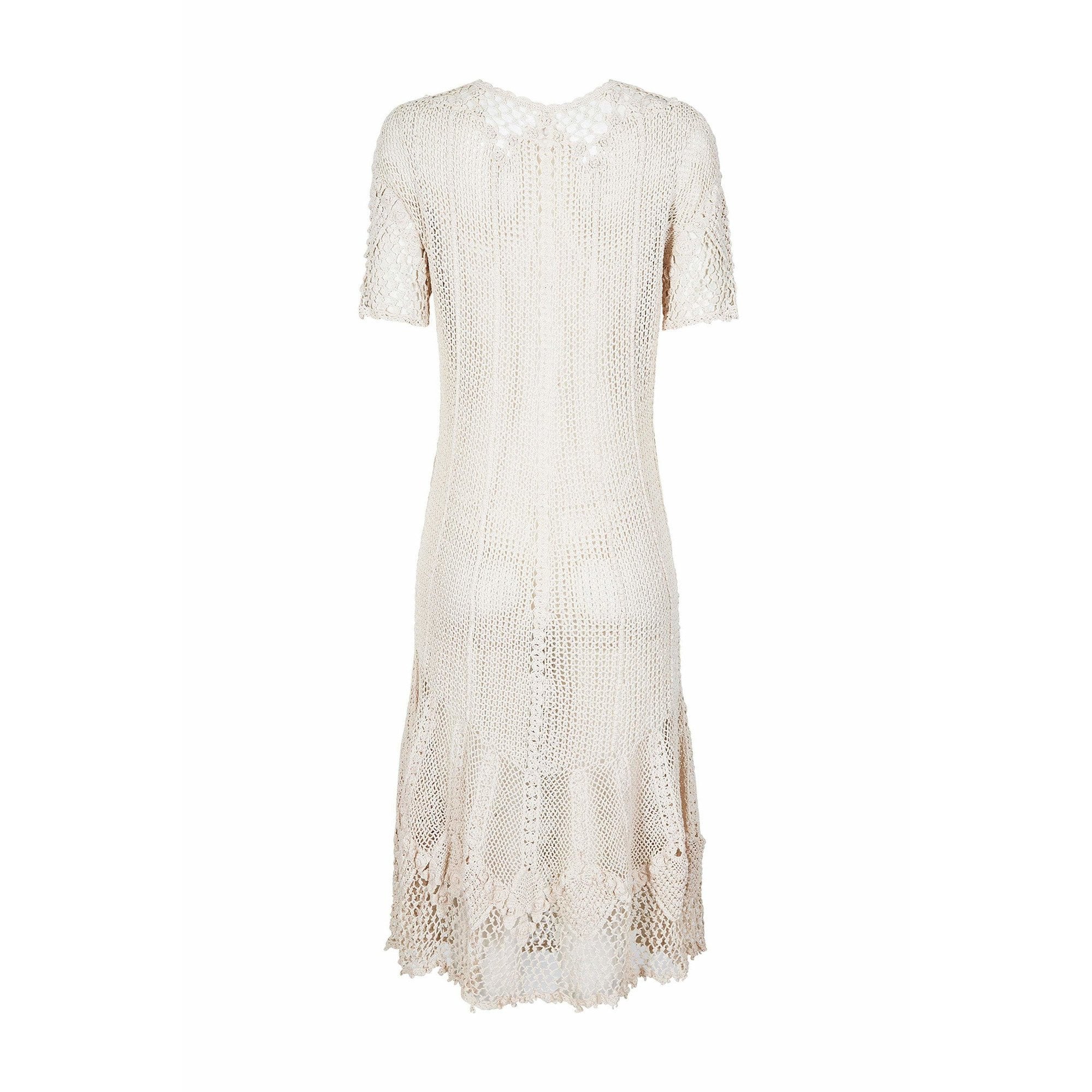 ARCHIVE - Original 1930s Ivory Irish Hand Crochet Lace Dress With Floral Design