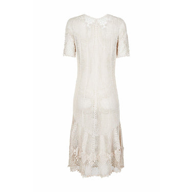 ARCHIVE - Original 1930s Ivory Irish Hand Crochet Lace Dress With Floral Design