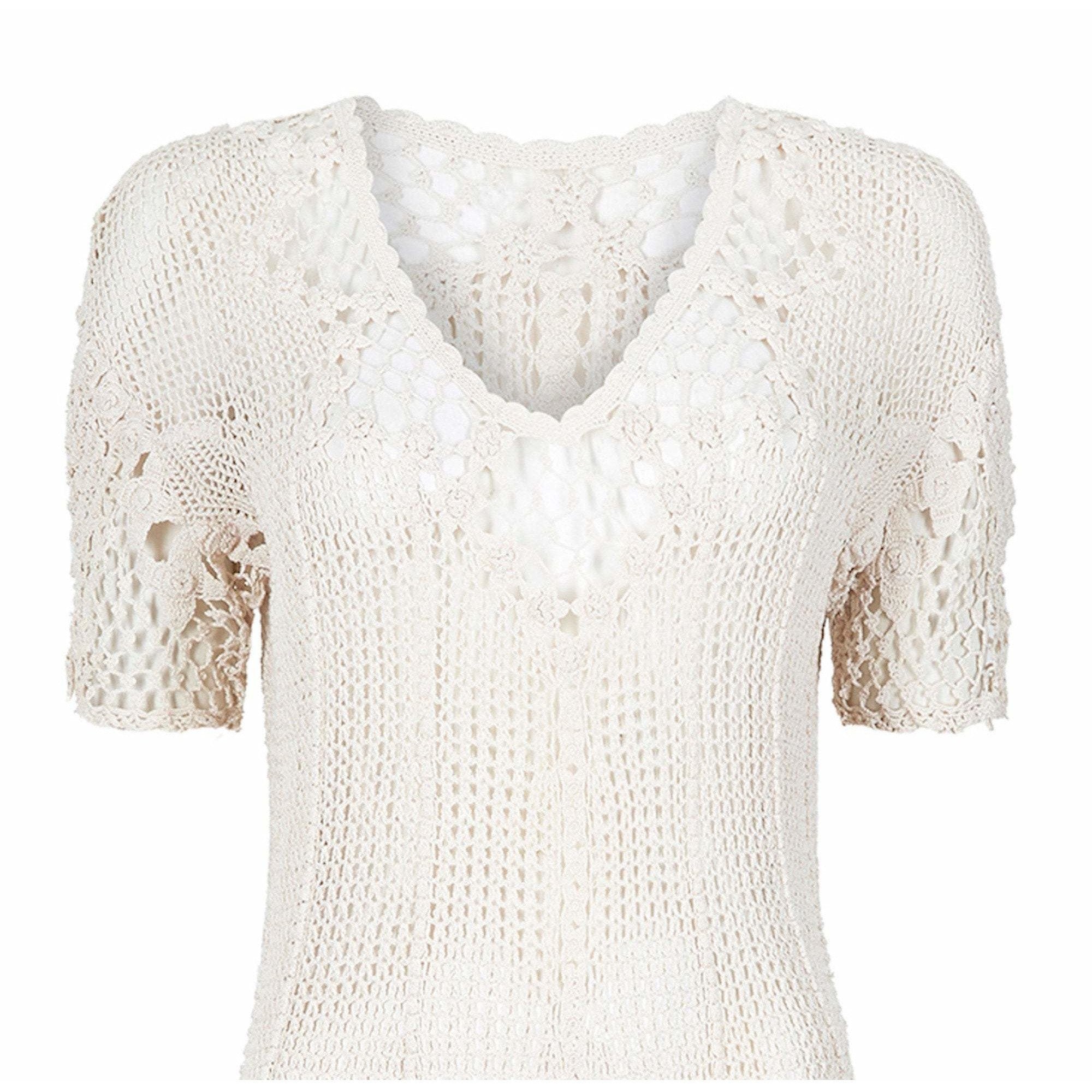 ARCHIVE - Original 1930s Ivory Irish Hand Crochet Lace Dress With Floral Design