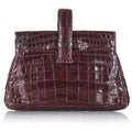 ARCHIVE - Original 1940s Large Burgundy Crocodile Skin Clutch Bag