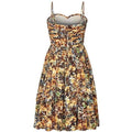 ARCHIVE - Printed 1950s Floral Couture Dress With Ribbon Shoulder Straps