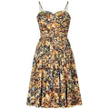ARCHIVE - Printed 1950s Floral Couture Dress With Ribbon Shoulder Straps