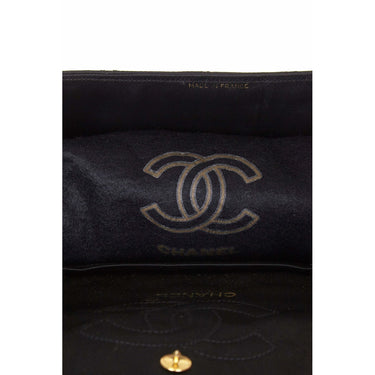 ARCHIVE - Rare 1980s Chanel Black Satin Green Gripoix Stone Bag