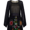 ARCHIVE - Robell 1970s Couture Black Silk Floral Chiffon Dress