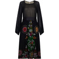 ARCHIVE - Robell 1970s Couture Black Silk Floral Chiffon Dress