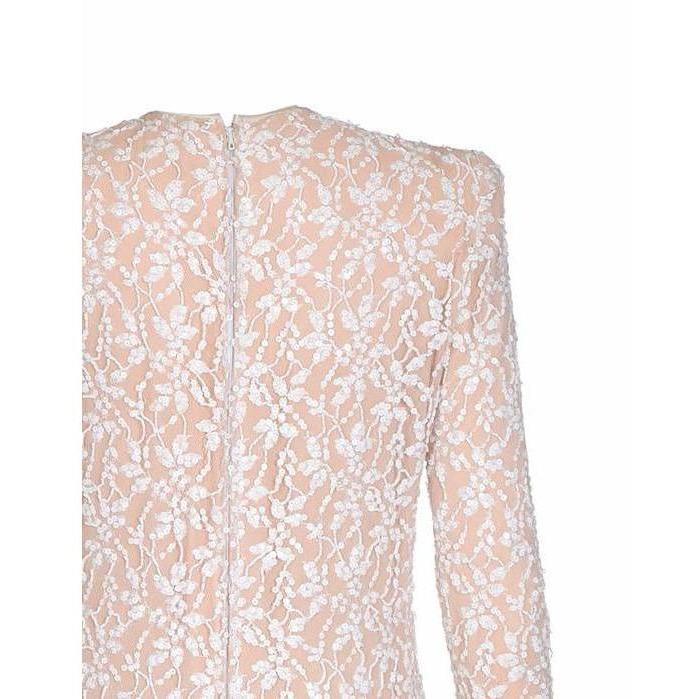 ARCHIVE - Runway Worn 1970s Andre Laug Couture Pink & White Sequinned Full Length Dress
