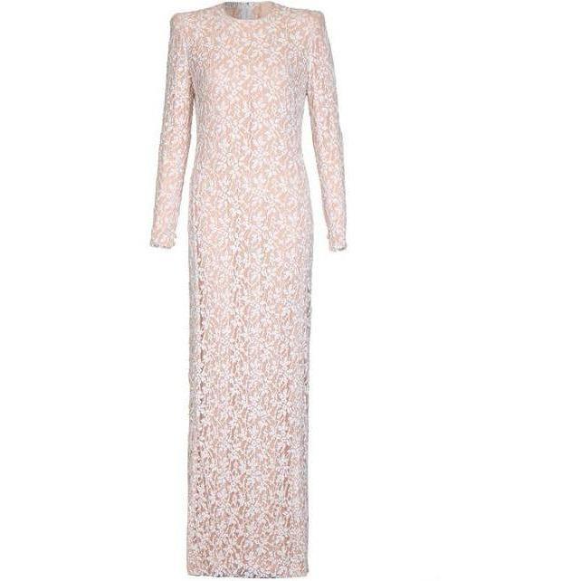 ARCHIVE - Runway Worn 1970s Andre Laug Couture Pink & White Sequinned Full Length Dress