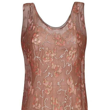 ARCHIVE - Russet Floral Chiffon 1920s Flapper Dress