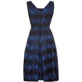 ARCHIVE - Susan Small 1950s Silk Brocade Midnight Blue and French Blue Dress