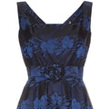 ARCHIVE - Susan Small 1950s Silk Brocade Midnight Blue and French Blue Dress