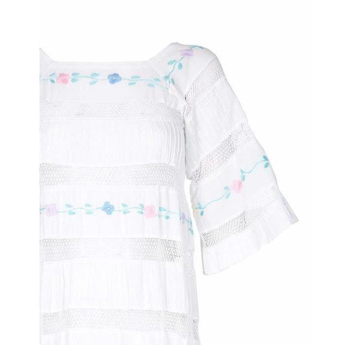 ARCHIVE - Tachi Castillo White Embroidered Cotton Mexican Wedding Dress