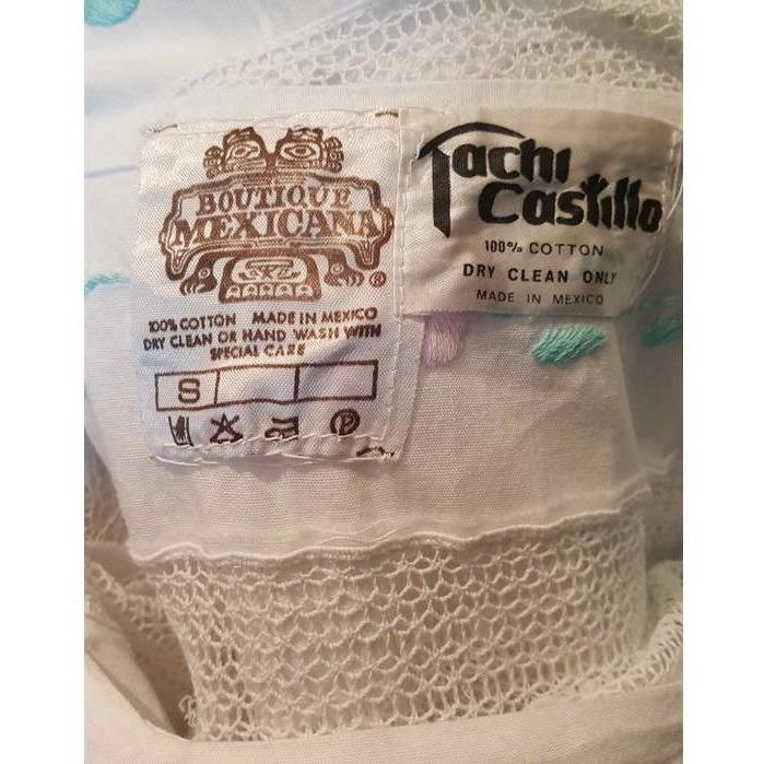 ARCHIVE - Tachi Castillo White Embroidered Cotton Mexican Wedding Dress