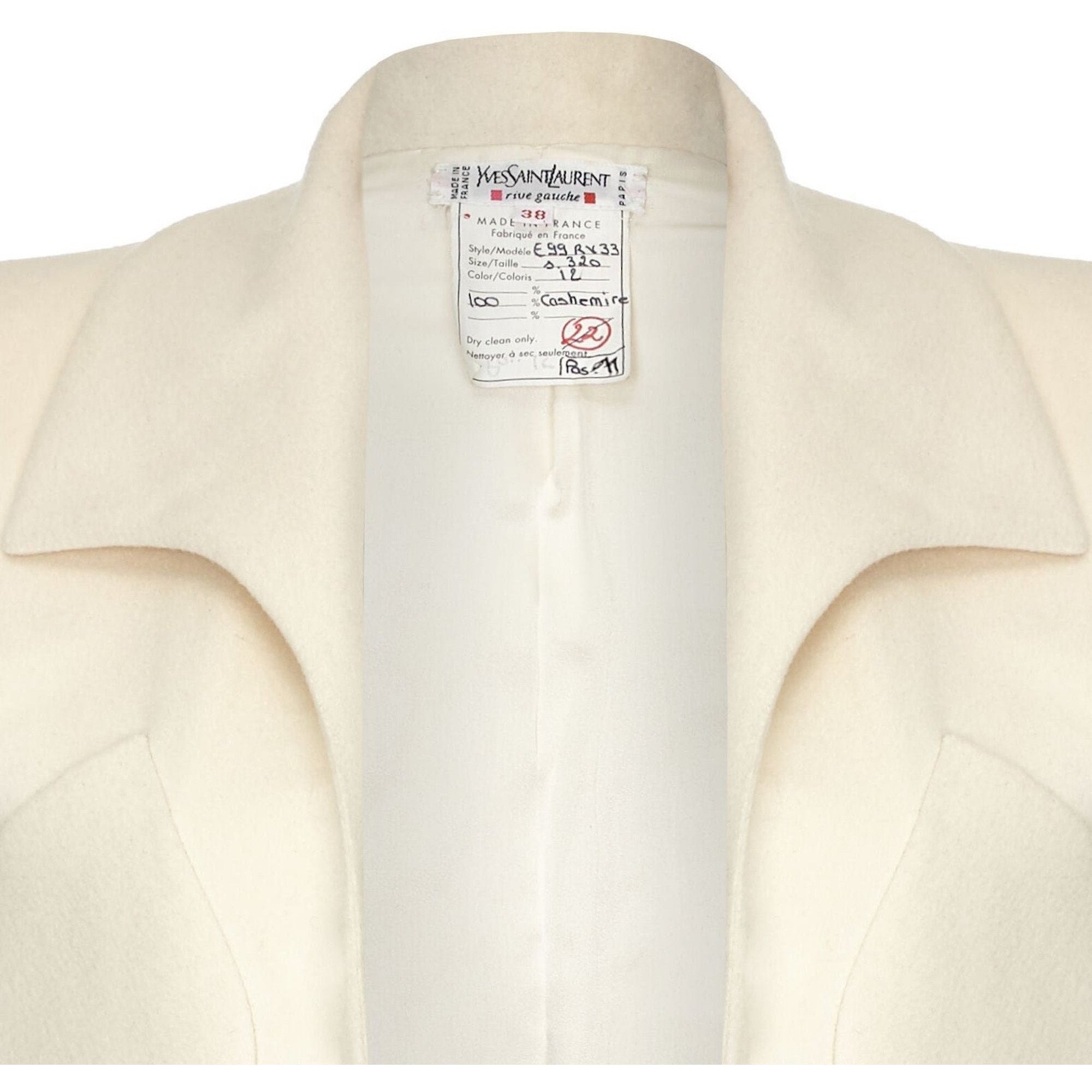 ARCHIVE - Tom Ford For Yves Saint Laurent Ivory Cashmere Structured Jacket Circa 1999
