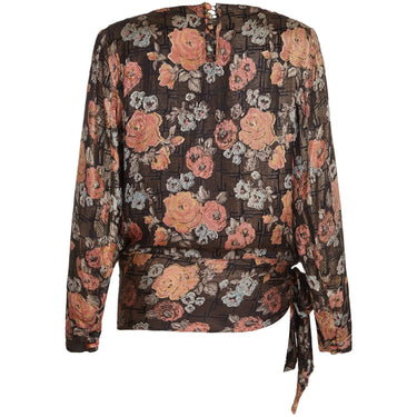 ARCHIVE - Vintage 1920s Rose Print Lame Blouse