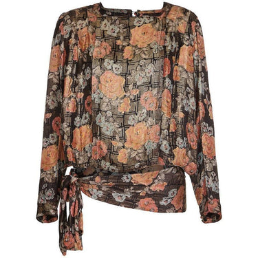 ARCHIVE - Vintage 1920s Rose Print Lame Blouse