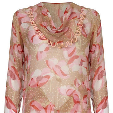 ARCHIVE - Vintage 1920s Silk Chiffon Dress With Pink Floral Print