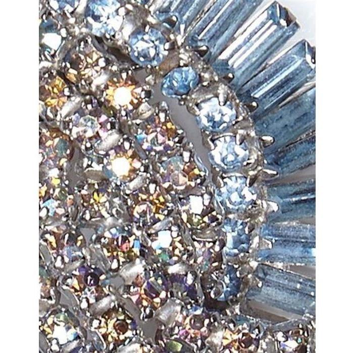 ARCHIVE - Vintage 1950s Diamante Earrings and Brooch Set in Aquamarine