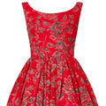 ARCHIVE - Vintage 1950s Red Floral Rose Print Sleeveless Tulip Dress