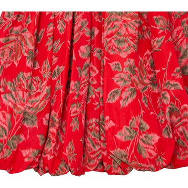 ARCHIVE - Vintage 1950s Red Floral Rose Print Sleeveless Tulip Dress