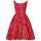 ARCHIVE - Vintage 1950s Red Floral Rose Print Sleeveless Tulip Dress