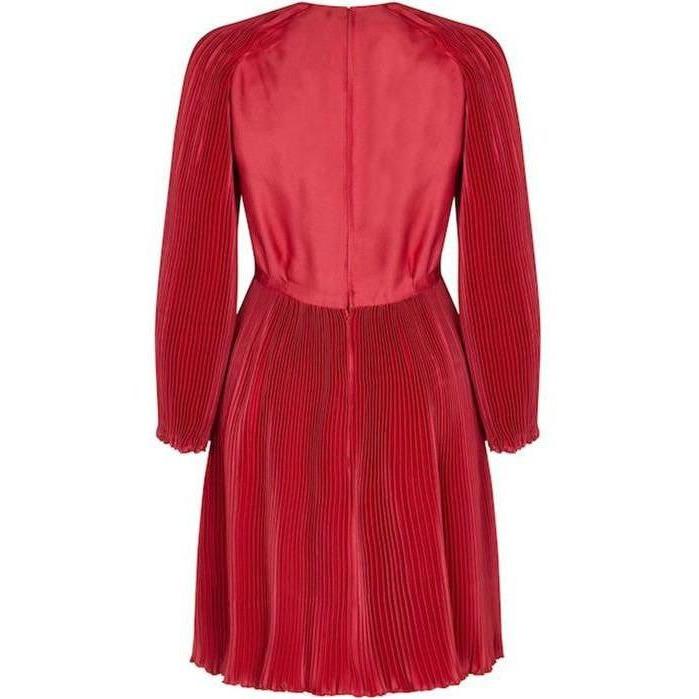 ARCHIVE - Vintage 1960s Couture Red Silk Cotton Occasion Dress With Heavy Pleated Detail
