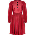 ARCHIVE - Vintage 1960s Couture Red Silk Cotton Occasion Dress With Heavy Pleated Detail