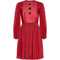 ARCHIVE - Vintage 1960s Couture Red Silk Cotton Occasion Dress With Heavy Pleated Detail