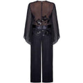 ARCHIVE - Vintage 1970s Black Chiffon Jumpsuit With Oversized Sequin Embellishment