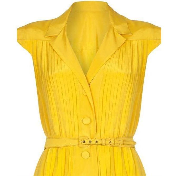 ARCHIVE - Vintage Couture 1960s Yellow Silk Pleated Dress