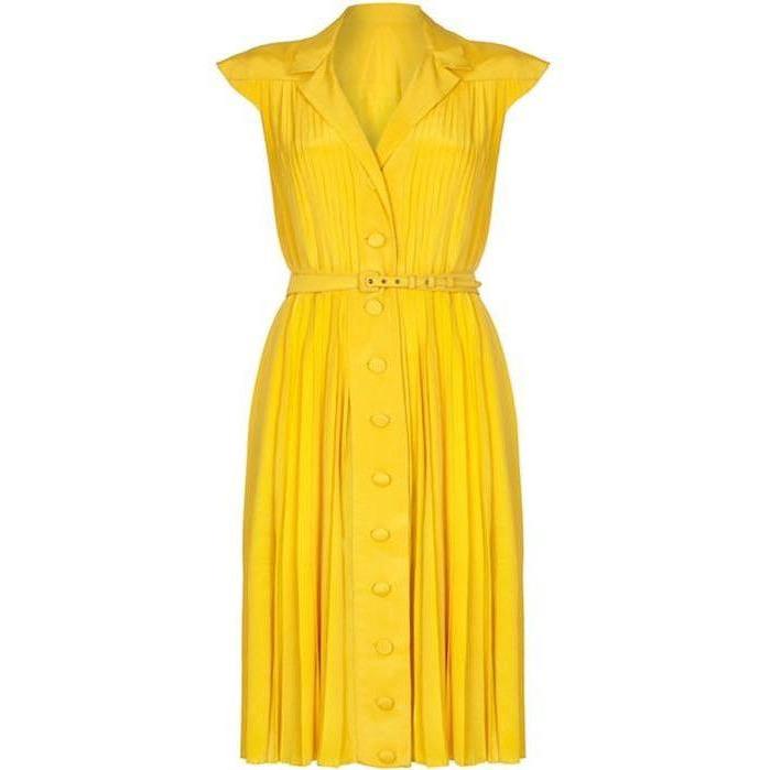 ARCHIVE - Vintage Couture 1960s Yellow Silk Pleated Dress