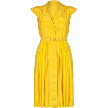 ARCHIVE - Vintage Couture 1960s Yellow Silk Pleated Dress