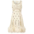 ARCHIVE - White 1960s Beaded Dress With Feather Trim