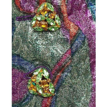 ARCHIVE - Yves Saint Laurent 1989 Metallic Lame Skirt With Rhinestone Buttons