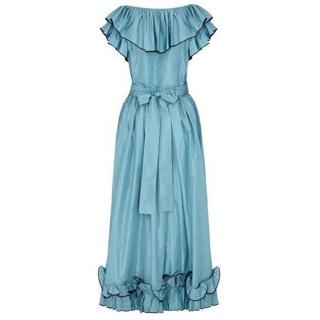 ARCHIVE - Yves Saint Laurent Blue Taffeta 1970s Skirt and Top Set